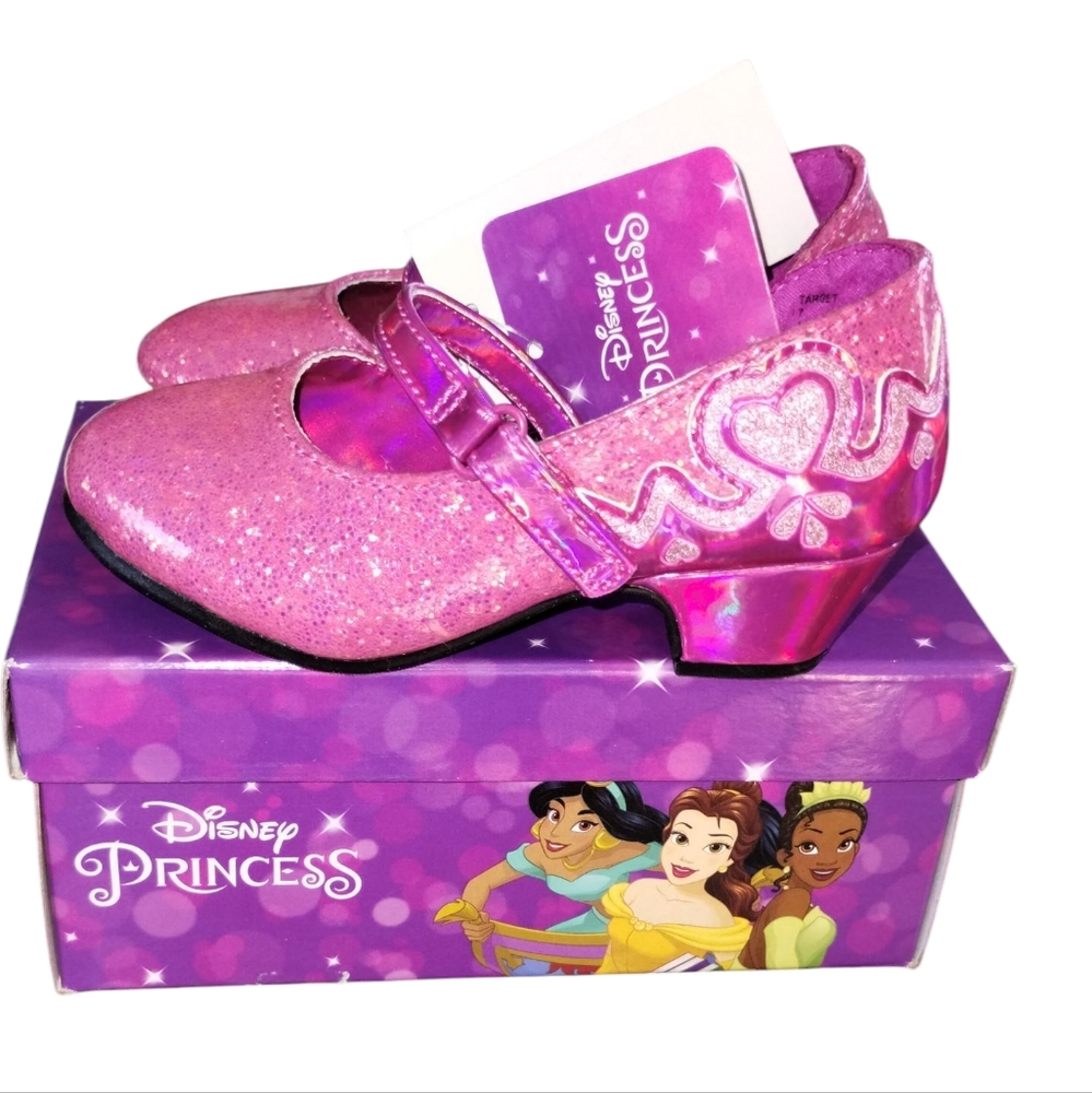 Disney Princess Pink Glitter Shoes Size 7 Brand New In Box